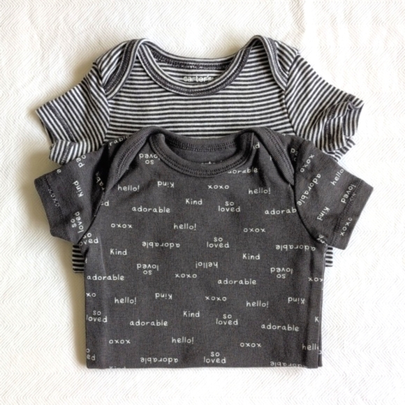 carter's 2-pack gray cotton short sleeve bodysuit diaper shirt bundle 3 months - Picture 1 of 7